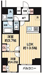 ＡＲＣＯＢＡＬＥＮＯ ＭＩＮＡＭＩＳＥＮＪＵ 3階2LDKの間取り