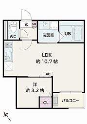 Jack koshinV 1LDKの間取図画像