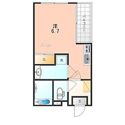 Puerto de la musica 1階ワンルームの間取り