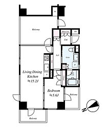 レグノオン・ザ・ベイ 1LDKの間取図画像