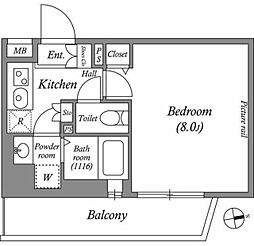 ルクレ上北沢ルネサンスコート 1階1Kの間取り