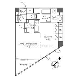 オーキッドレジデンス六本木 10階1LDKの間取り