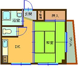 第八幸保マンション 1DKの間取図画像