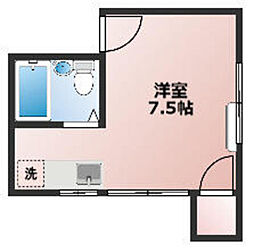 森ハウス 1階ワンルームの間取り