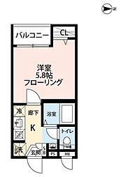 グランクオール蕨 2階1Kの間取り