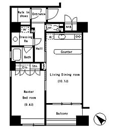 パークアクシス南麻布 1LDKの間取図画像