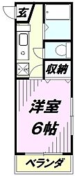 煉瓦館輝 1Kの間取図画像