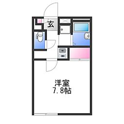 レオパレス狭山池 1Kの間取図画像