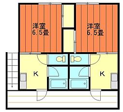 阿部荘 1Kの間取図画像