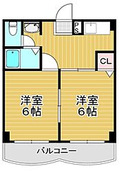 ツェルマット長居 2Kの間取図画像