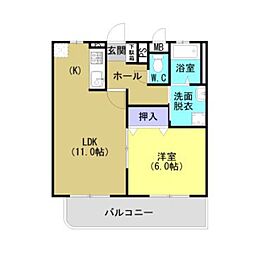 ラフォーレ・ルミネス 2階1LDKの間取り