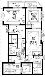 西武新宿線 武蔵関駅 徒歩2分の賃貸マンション 5階1DKの間取り