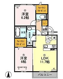 ロイジェントパークス レイクタウン III Ｍ 1階2LDKの間取り