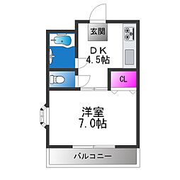 ロイヤル加美パート1 1DKの間取図画像