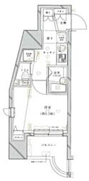 クレイシア旗の台 3階1Kの間取り