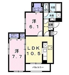 メゾンボヌール 2LDKの間取図画像
