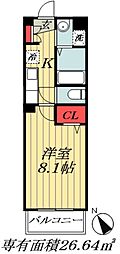 LEO伍拾伍番館 1Kの間取図画像