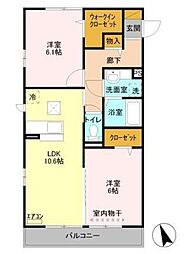 フラッツ酒井根1 2LDKの間取図画像