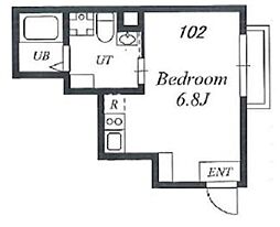 東急池上線 荏原中延駅 徒歩3分の賃貸マンション 4階ワンルームの間取り