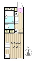 レオパレスプリムローズ 1Kの間取図画像