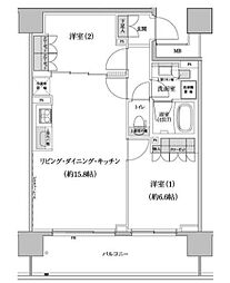 パークハビオ渋谷本町レジデンス 2LDKの間取図画像