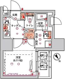 ハーモニーレジデンス川崎 1Kの間取図画像