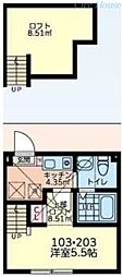SOLANA淵野辺 1Kの間取図画像