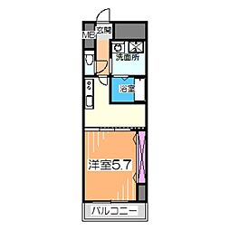 宿院西TKハイツ2号館 1DKの間取図画像
