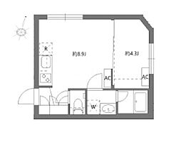新宿区新小川町マンション 1LDKの間取図画像