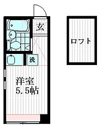 ライフピアモジュール 2階ワンルームの間取り