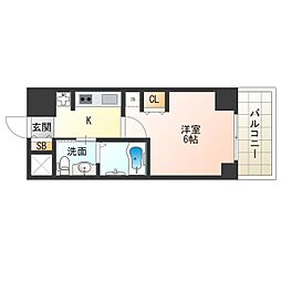 Osaka Metro中央線 九条駅 徒歩4分の賃貸マンション 10階1Kの間取り
