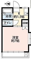 アローヒルズ ワンルームの間取図画像