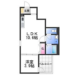 堺市中区堀上町アパート 1LDKの間取図画像