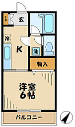 サンクレスト（松木） 1階1Kの間取り