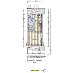 プレリスNEO大阪十三エルヴィオン 1Kの間取図画像