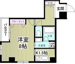 ライツェント石島 1Kの間取図画像