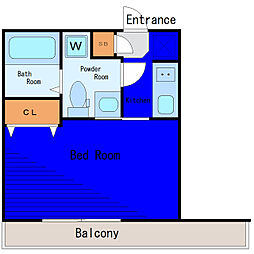 都営大江戸線 勝どき駅 徒歩4分の賃貸マンション 2階1Kの間取り