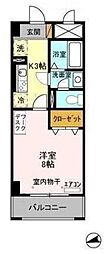 アルカンシェル 1Kの間取図画像