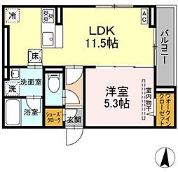 D Paina 登戸III 1LDKの間取図画像