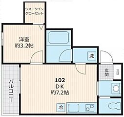 IKIひばりが丘 1DKの間取図画像