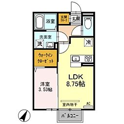 スカーヴァティー 1LDKの間取図画像