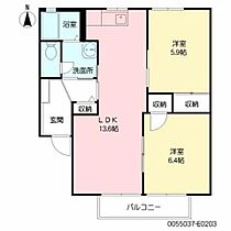 ヴィラマルベリー　Ｅ棟 E0203 ｜ 大分県大分市三川上１丁目5-21（賃貸アパート2LDK・2階・57.01㎡） その2