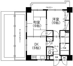 アミッド・グリーン大濠弐番館 2DKの間取図画像