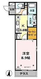 グランディール 1Kの間取図画像
