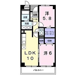 エクセラン・コバ 2LDKの間取図画像