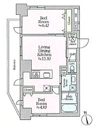 ティモーネグランデ田端ノルド 11階2LDKの間取り