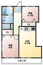 小泉マンション 2LDKの間取図画像
