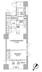 コンフォリア東池袋ウエスト 8階1LDKの間取り
