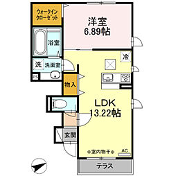 リヴェール 1LDKの間取図画像