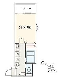 MELLAS大和田 1Kの間取図画像
